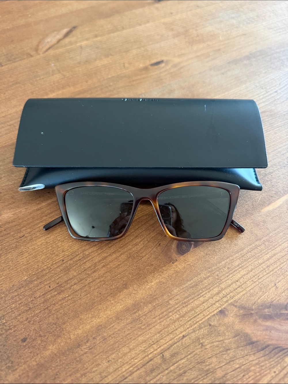 Tortoise Rectangular Sunglasses with Dark Lenses Yves St-Laurent